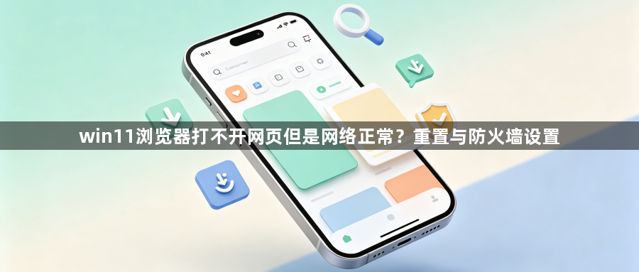 win11浏览器打不开网页但是网络正常？重置与防火墙设置1