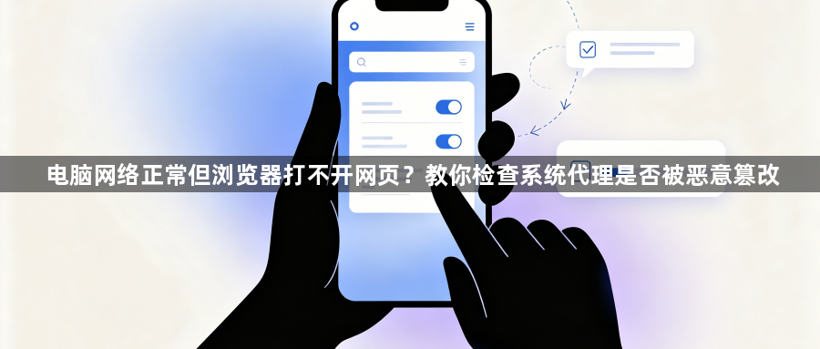 电脑网络正常但浏览器打不开网页？教你检查系统代理是否被恶意篡改1